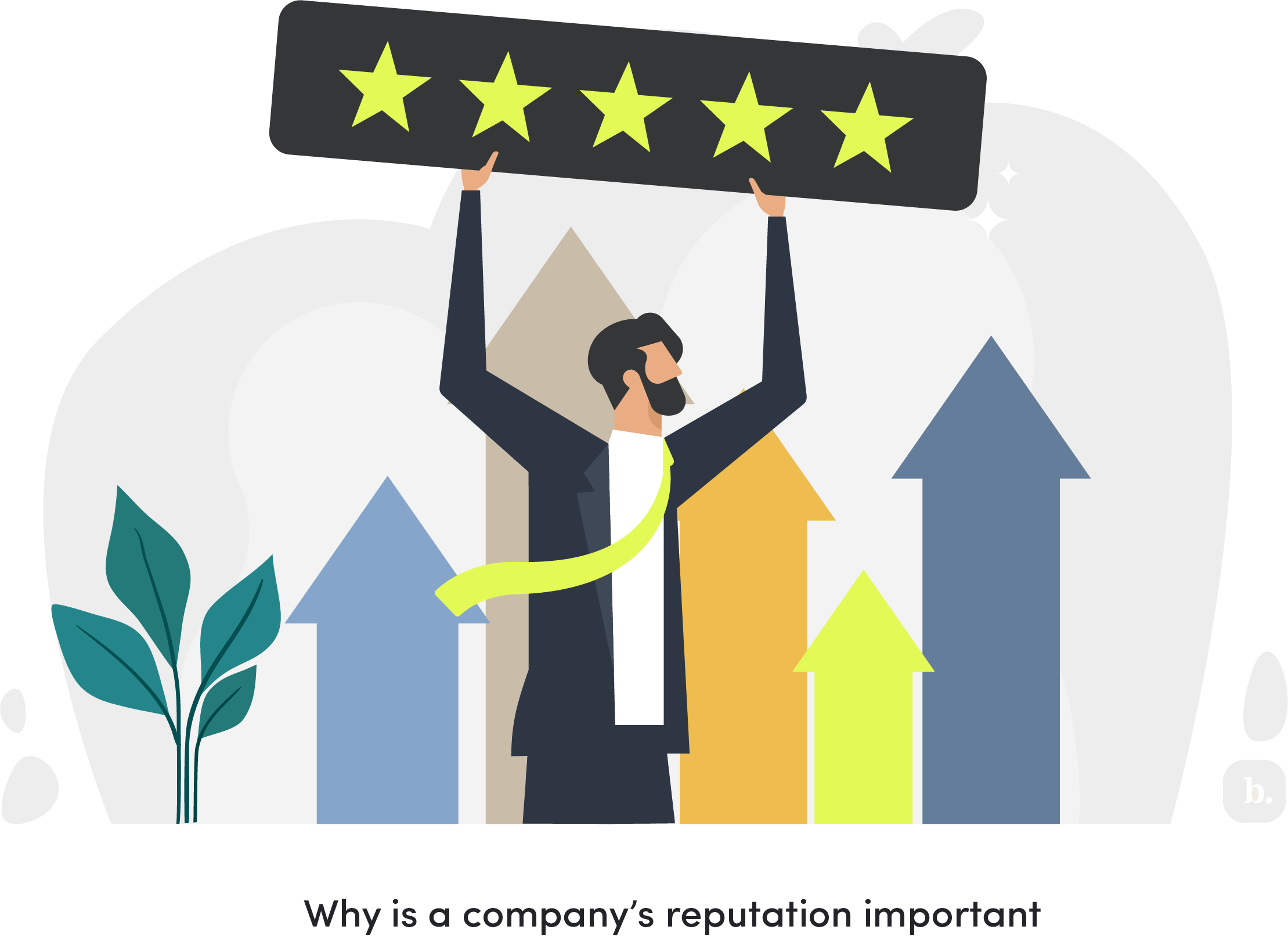 graphic of a person holding up a 5 star rating sign
