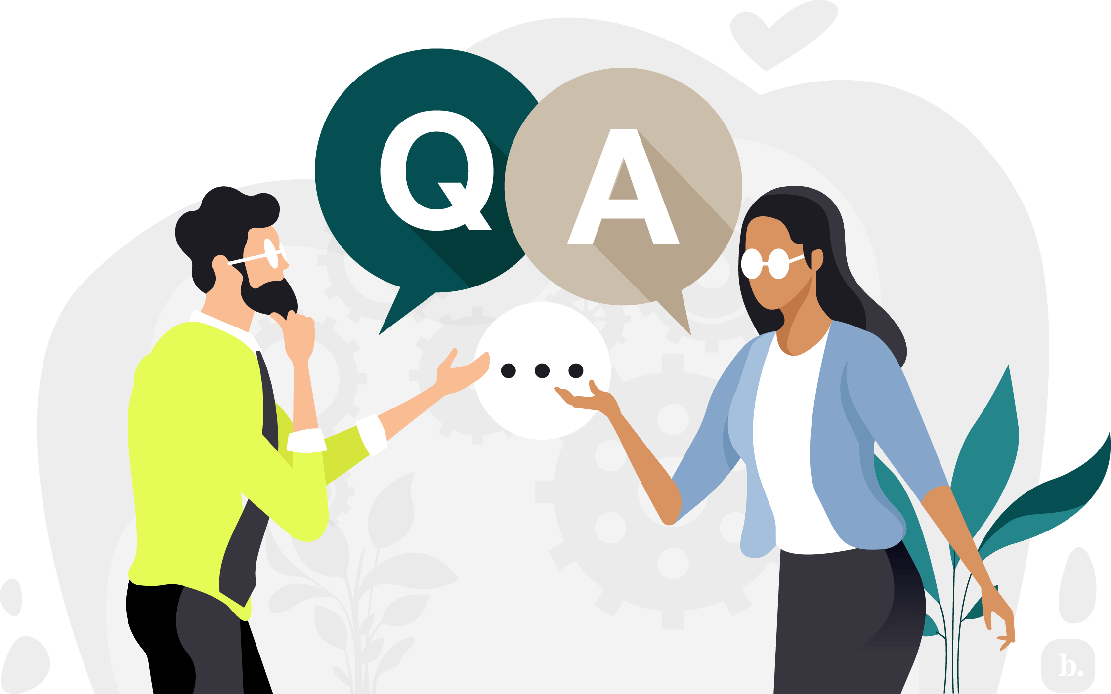 graphic of two people talking with Q and A word bubbles above their heads