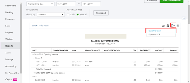 Quickbooks sales reports
