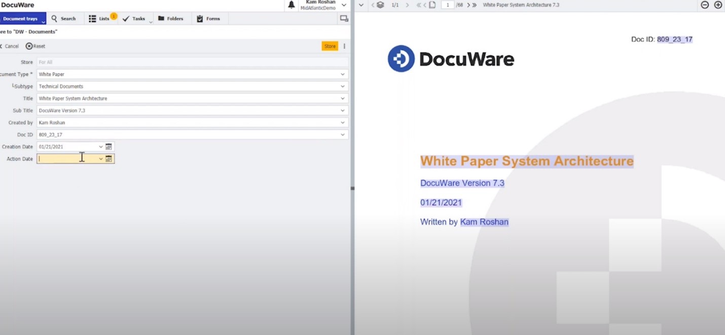 DocuWare file naming metadata