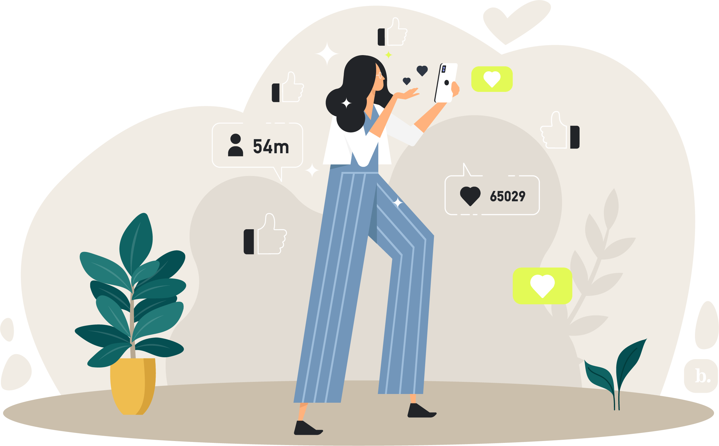 graphic of person holding a smartphone surrounded by social media icons