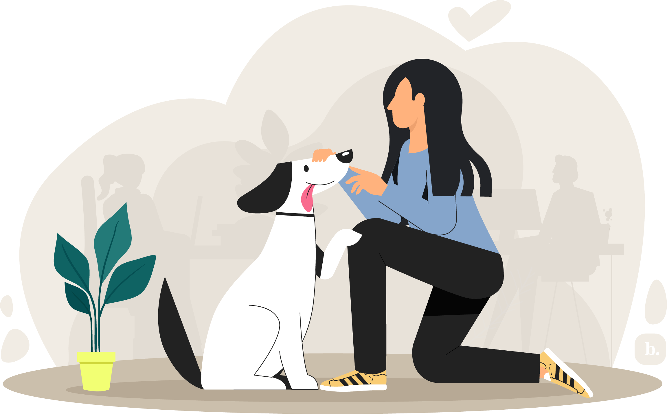 graphic of a person petting a dog