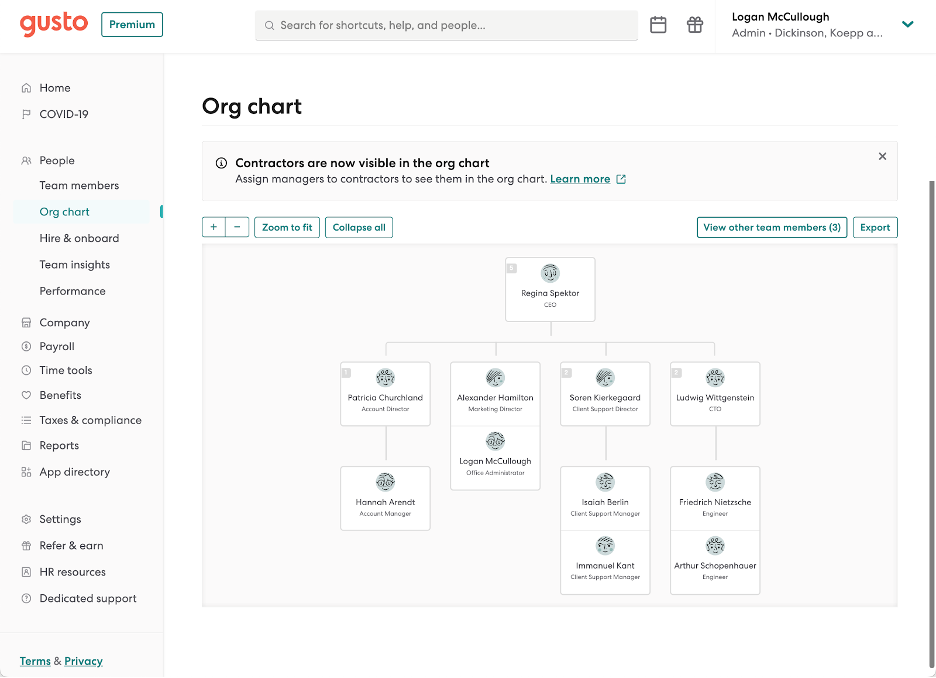 Gusto org chart