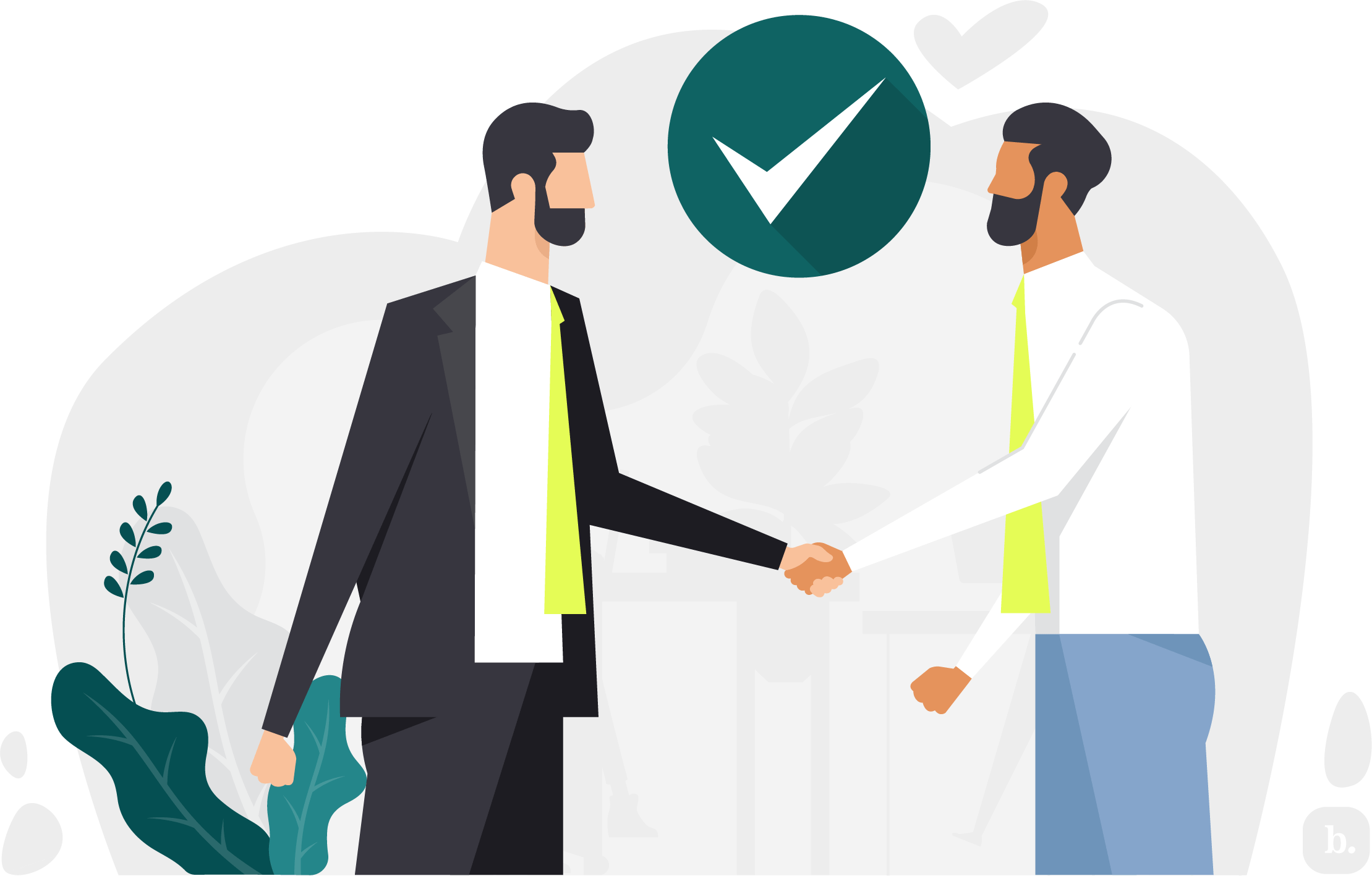 graphic of two colleagues shaking hands