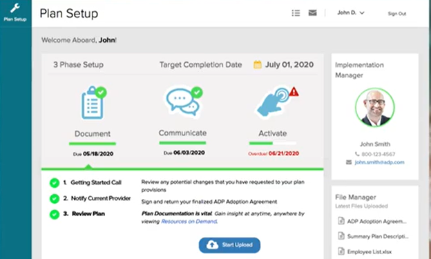 ADP retirement intuitive dashboard