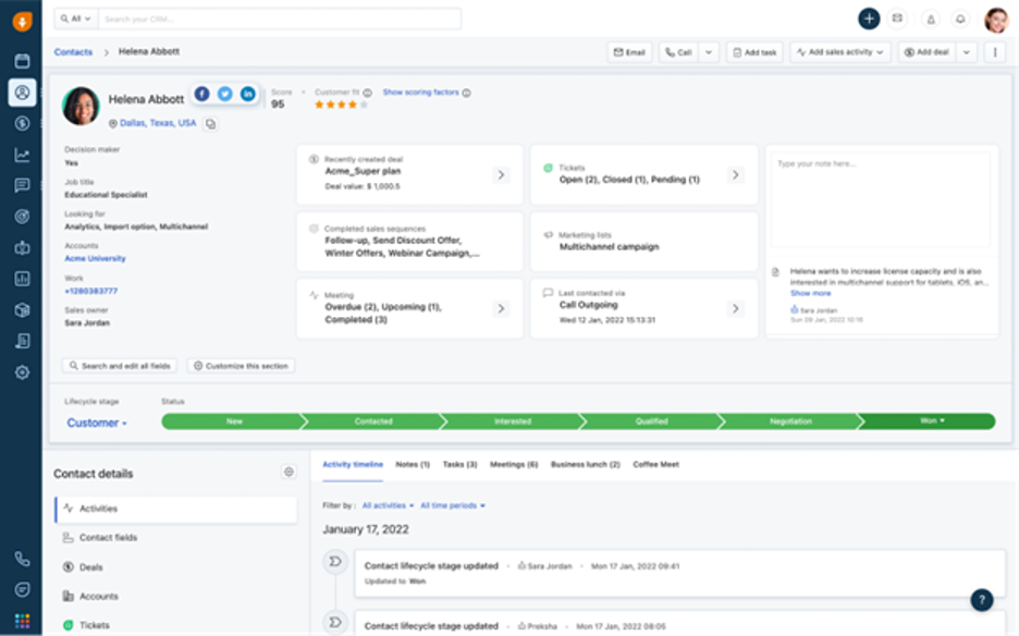 Freshworks customer dashboard