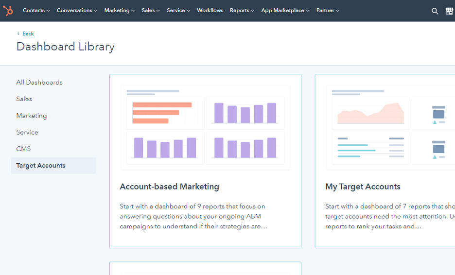 Hubspot dashboard library