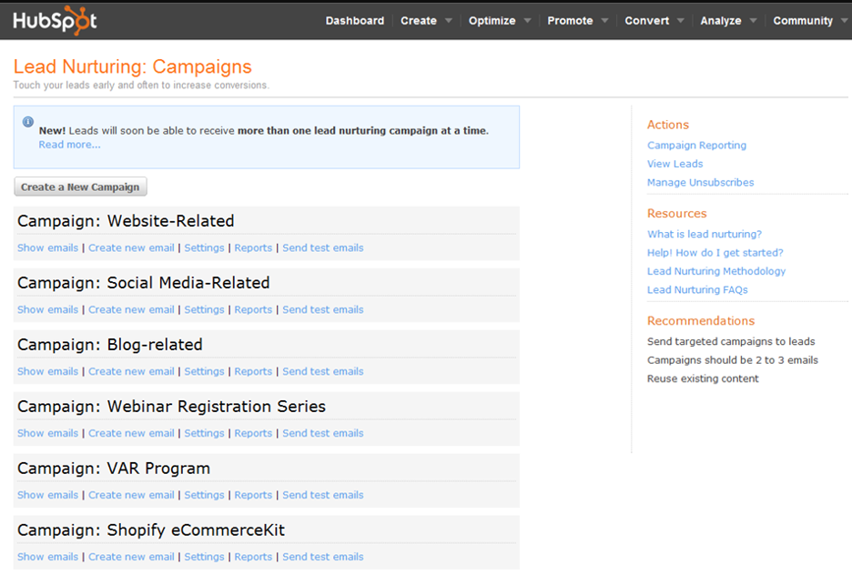 Hubspot lead-nurturing campaigns