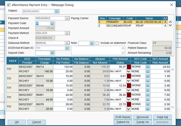 AdvancedMD insurance payments