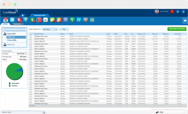 CareCloud claims sorting