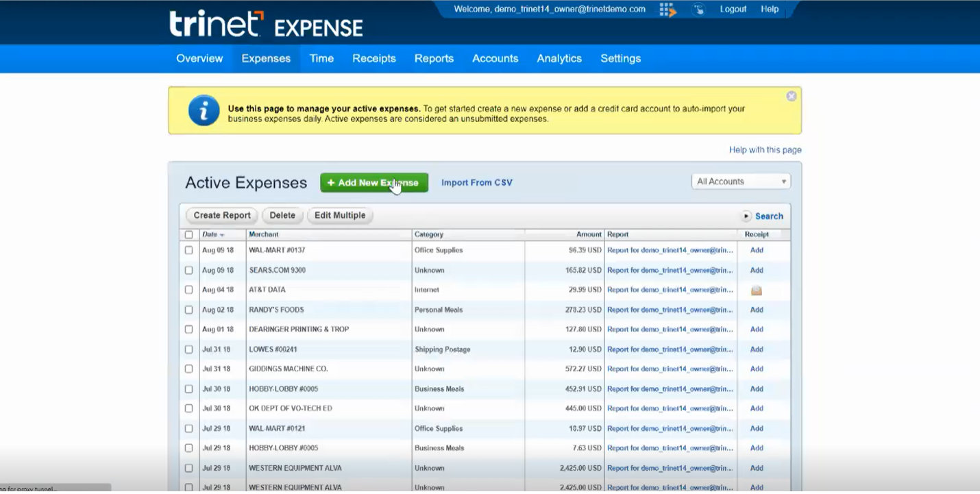 Trinet business expenses