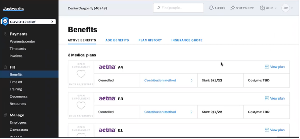 Justworks benefits setup