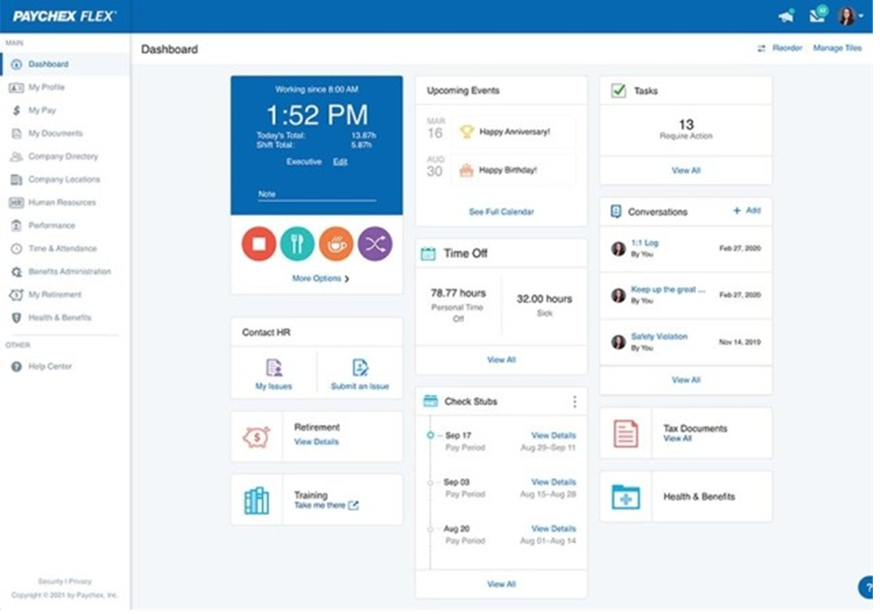 Paychex Flex dashboard