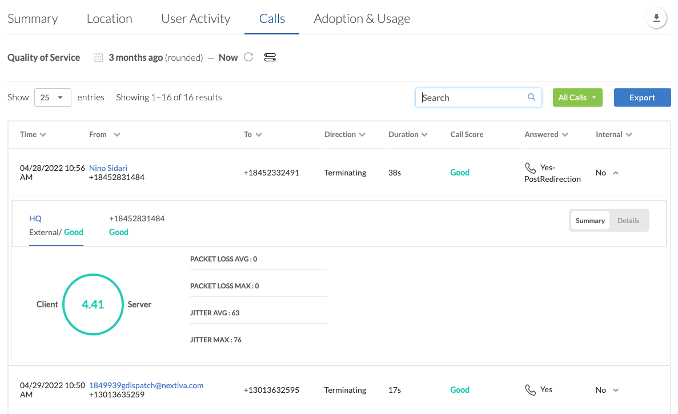 Nextiva service reports