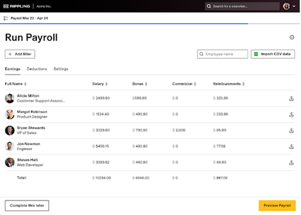 Rippling payroll preview
