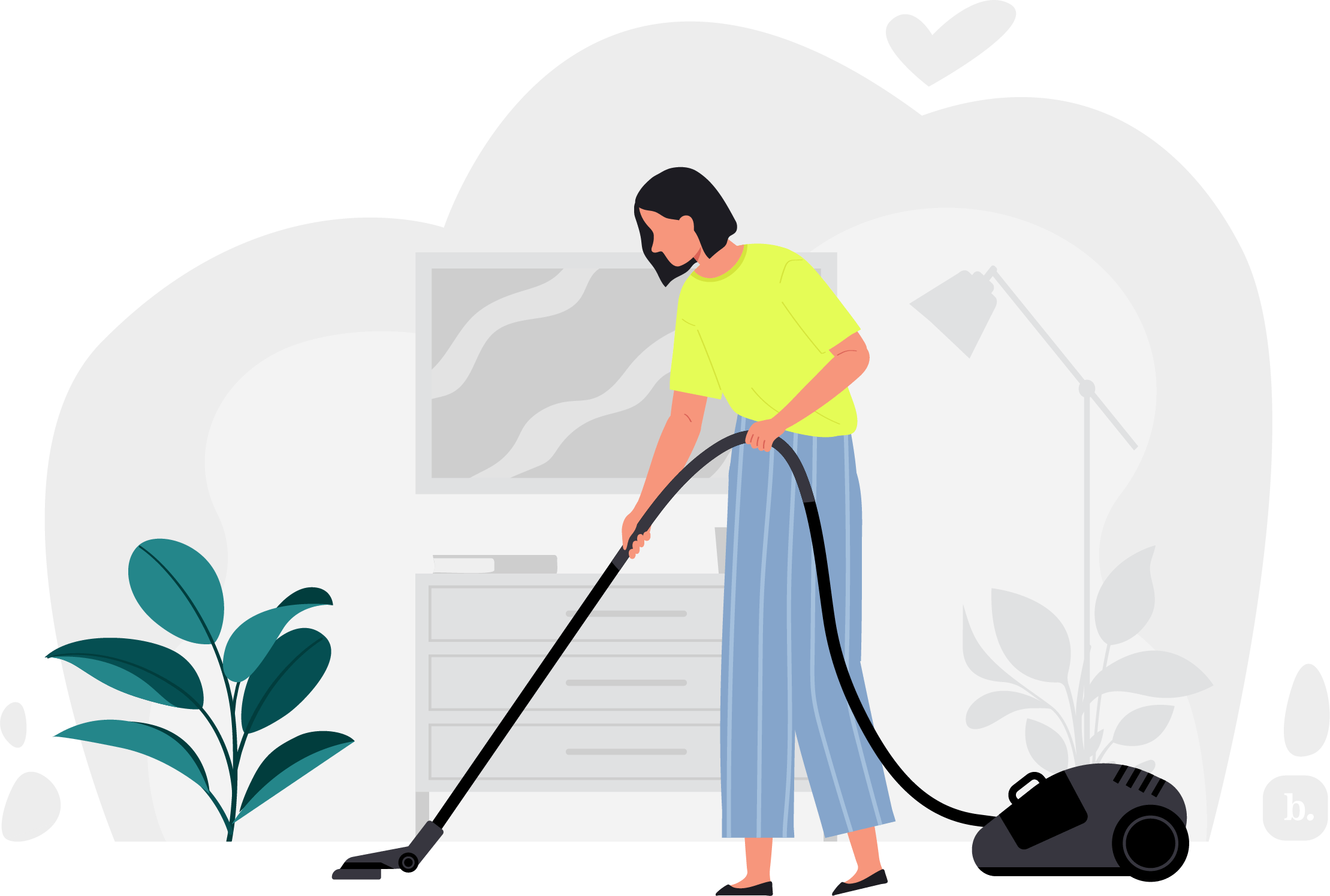 graphic of a person vacuuming 