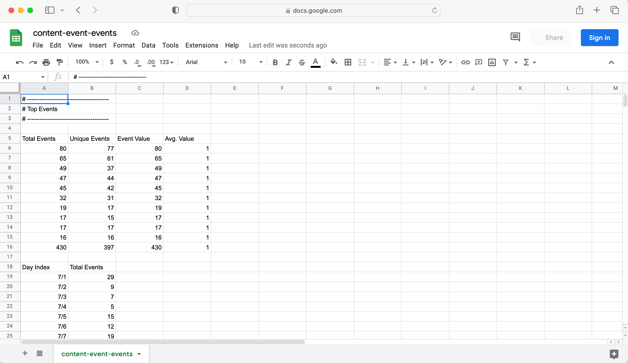 Google Sheets screenshot