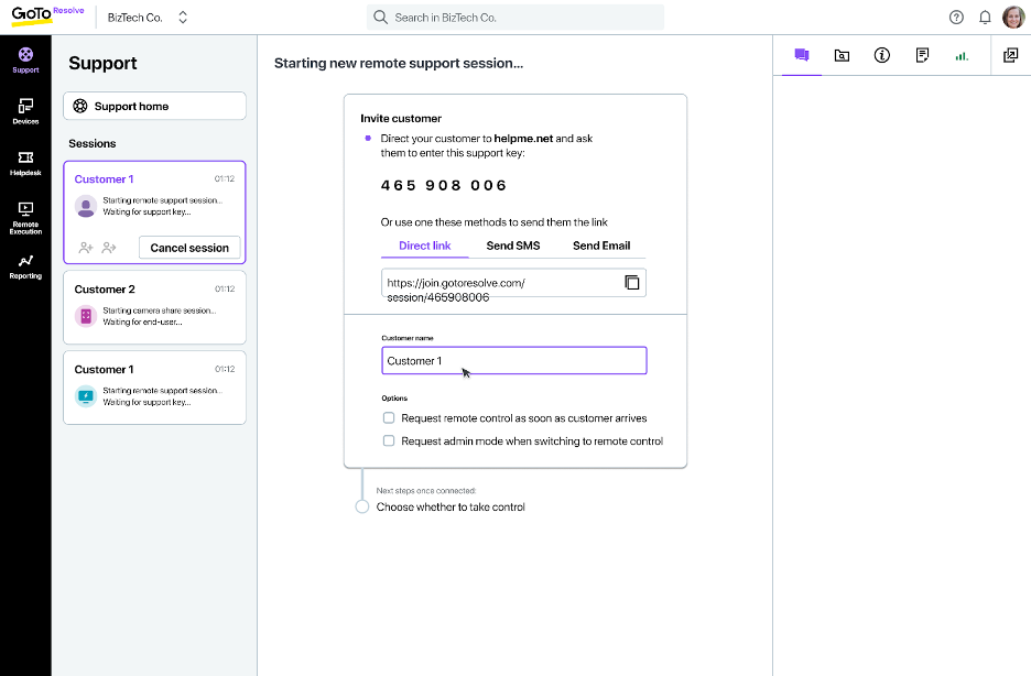 GoTo Resolve remote support connections