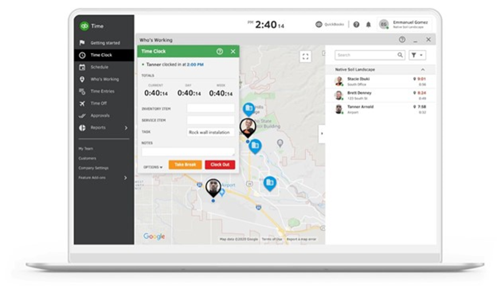 QuickBooks Time time clocks 