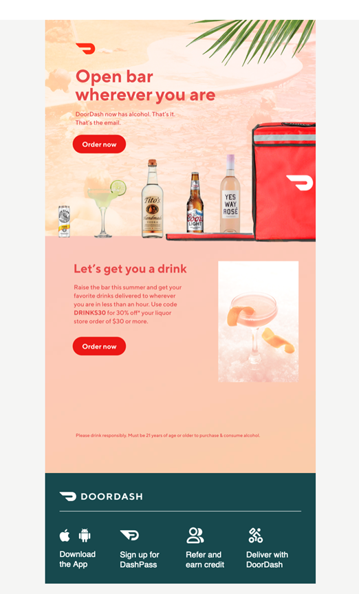 Door Dash email campaign