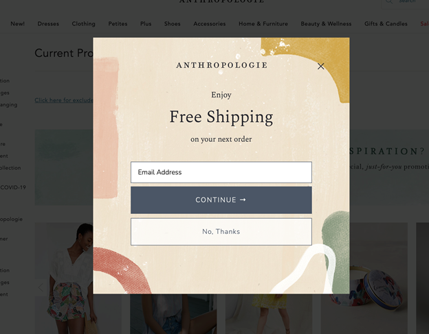 Anthropologie email sign up