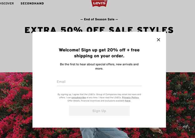 Levi's email sign up