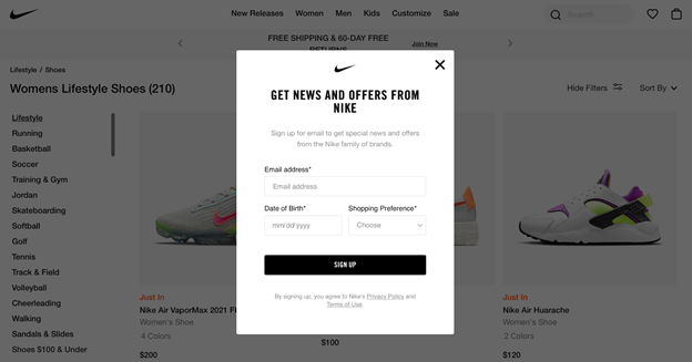 Nike email sign up
