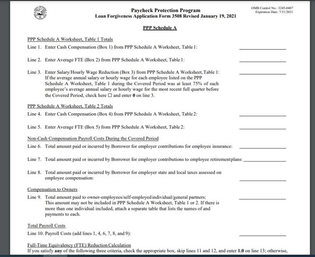 The Schedule A page of Form 3508