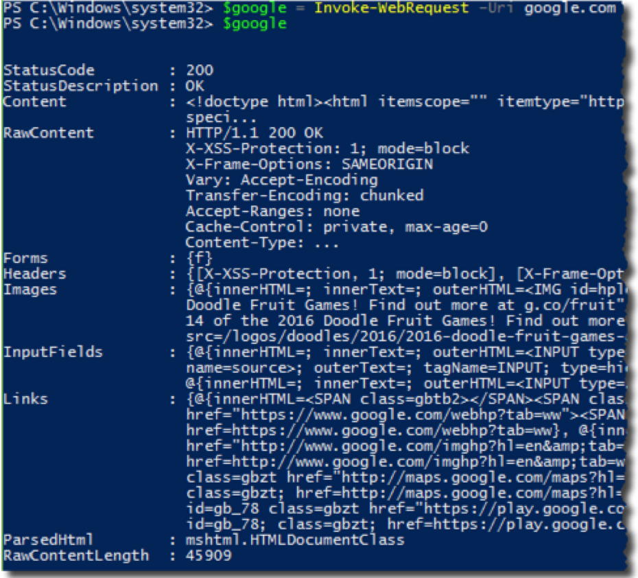 Web scraping tool for PowerShell