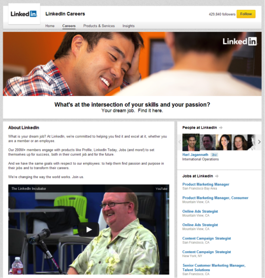 LinkedIn Careers page screenshot