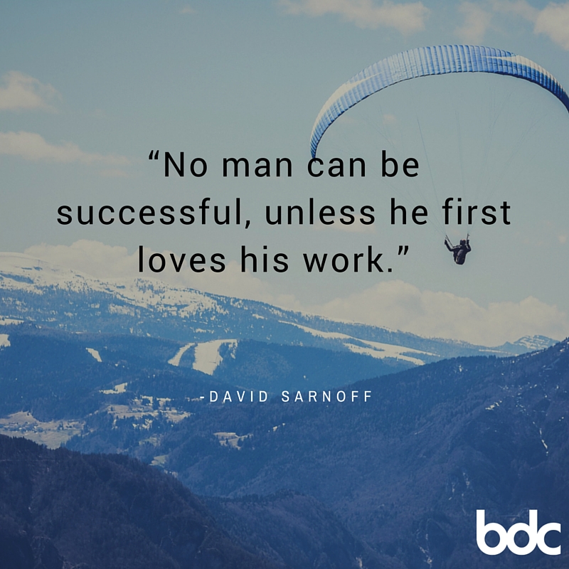 "No man can be successful, unless he first loves his work." - David Sarnoff
