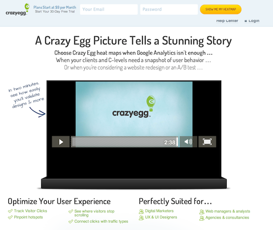 CrazyEgg video on site example