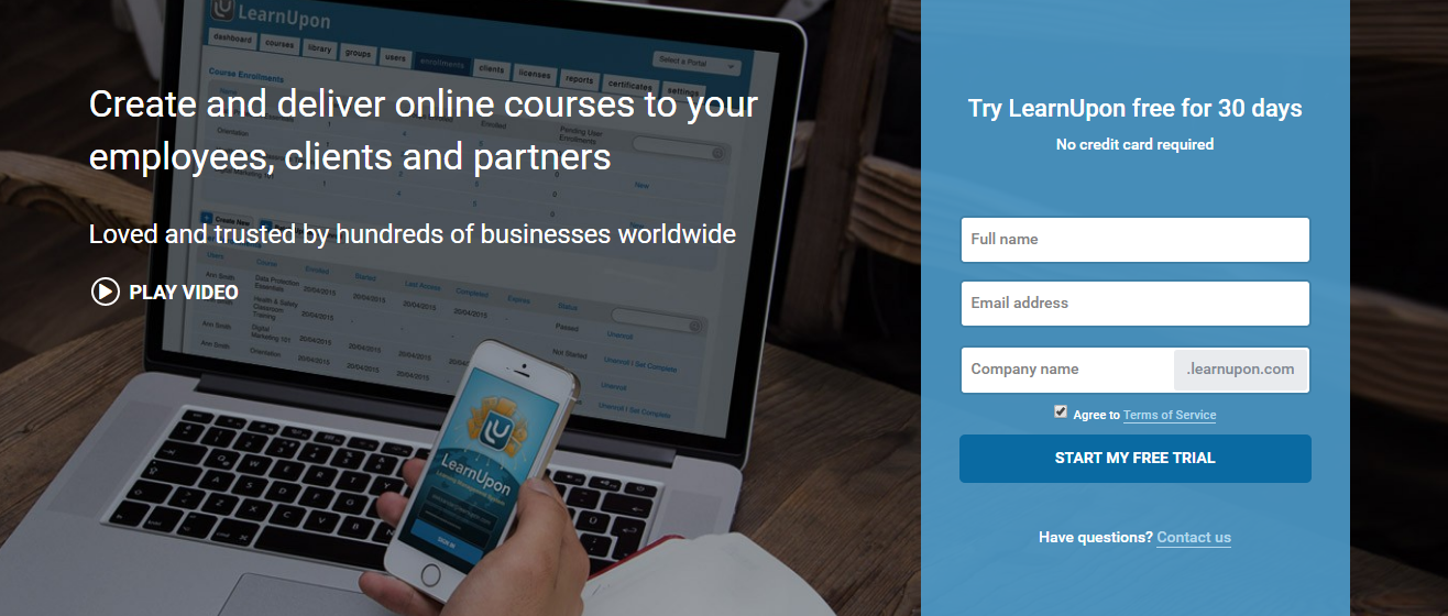 LearnUpon homepage screenshot