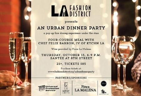Screen shot of LA fashion districts urban dinner party invitation.