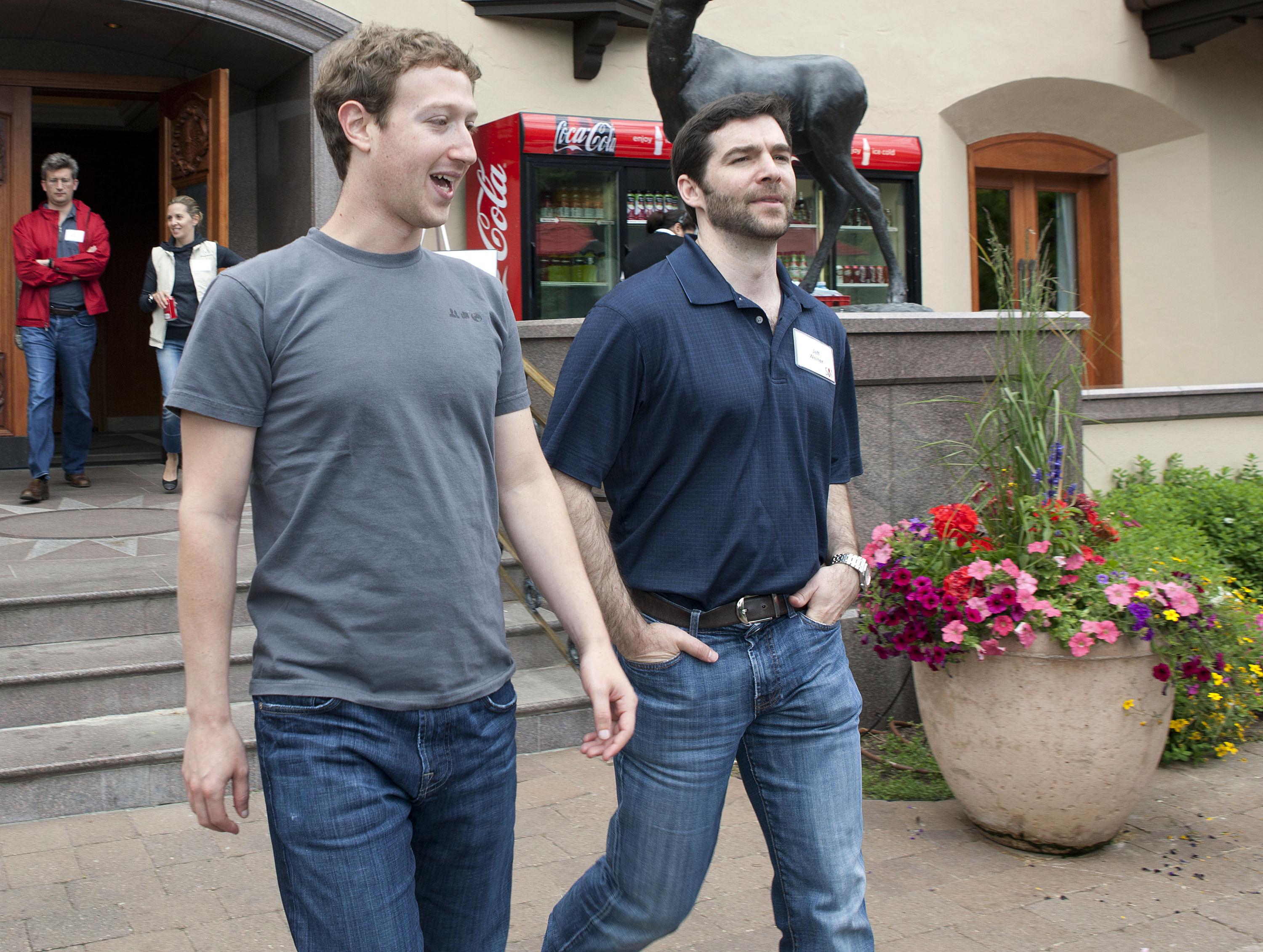 Zuckerberg and Weiner Walking Meeting