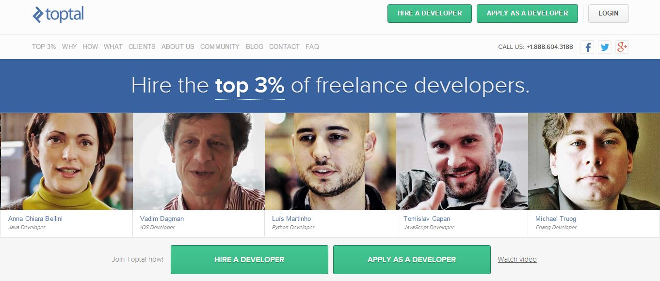 Toptal homepage