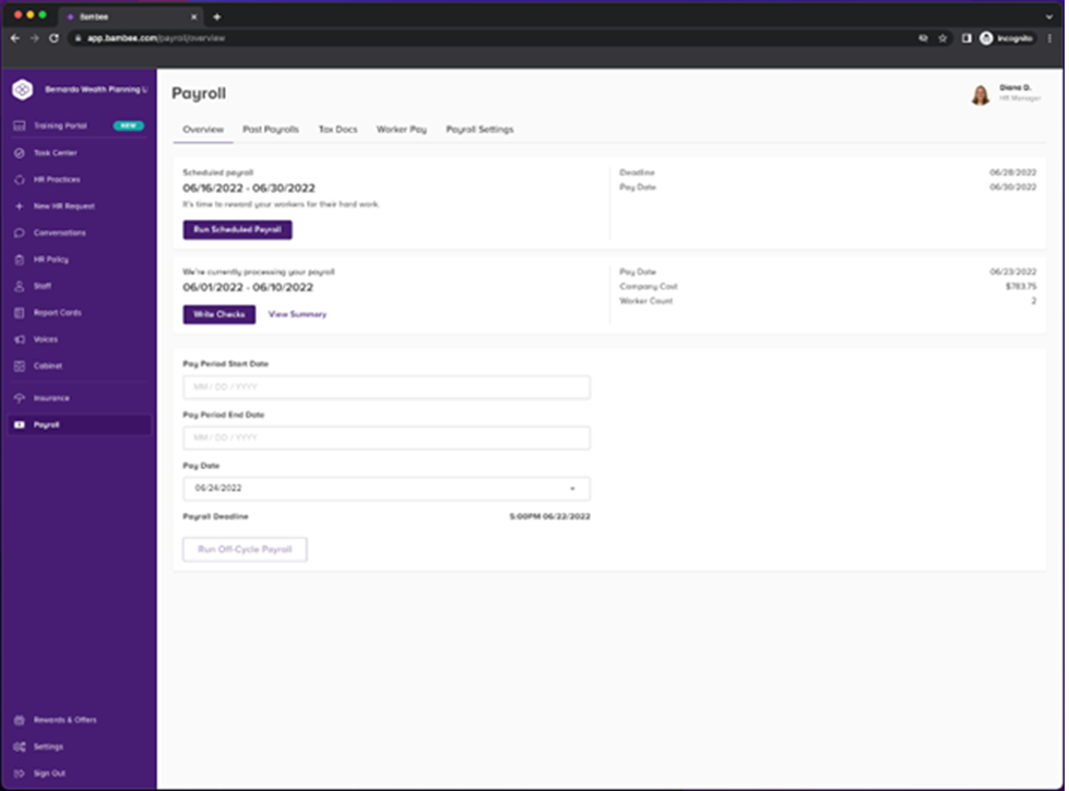 Bambee guided payroll