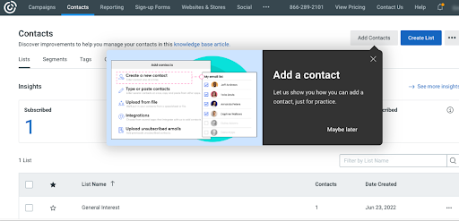 Constant Contact adding new contacts