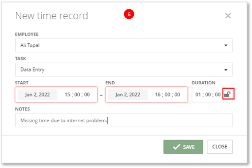 Teramind timecard