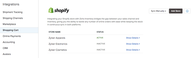 Zoho CRM Shopify integration