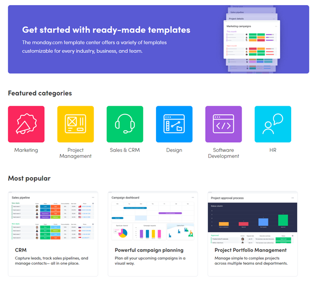 monday.com templates