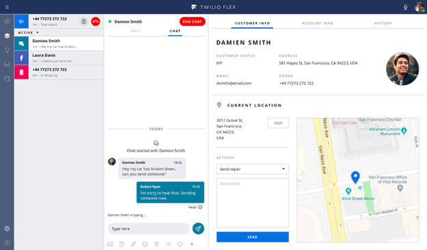 Twilio agent interface