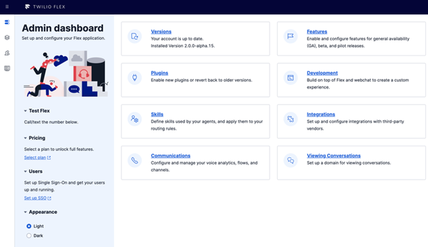 Twilio admin dashboard