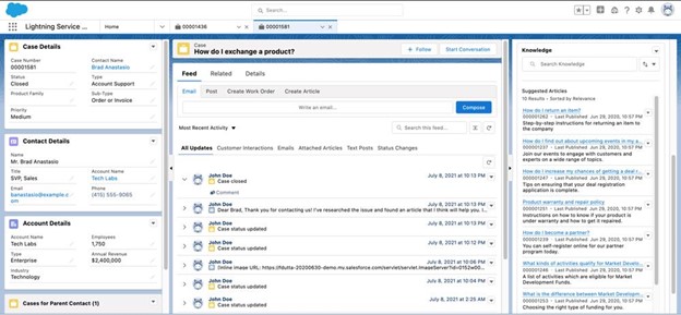 Salesforce customer case screen