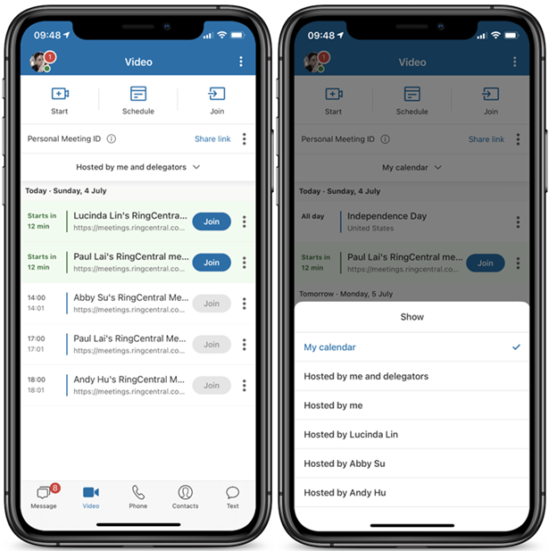 RingCentral mobile apps