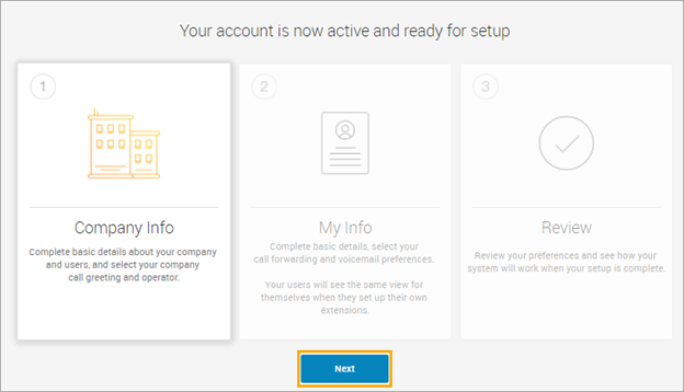 RingCentral setup screen