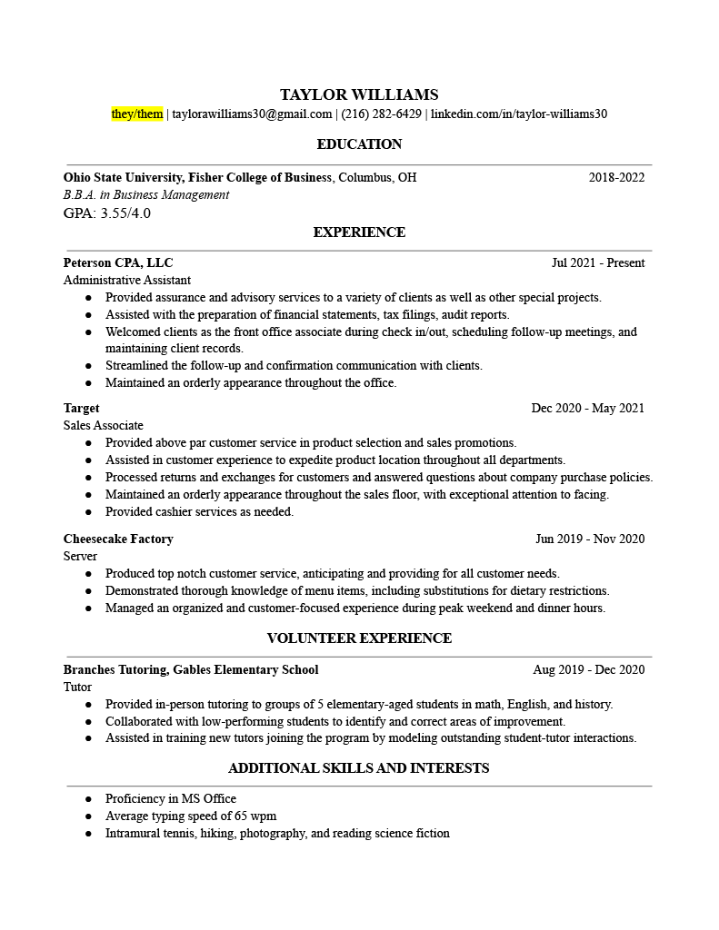 Nonbinary Pronouns on Resume Show Clear Hiring Bias