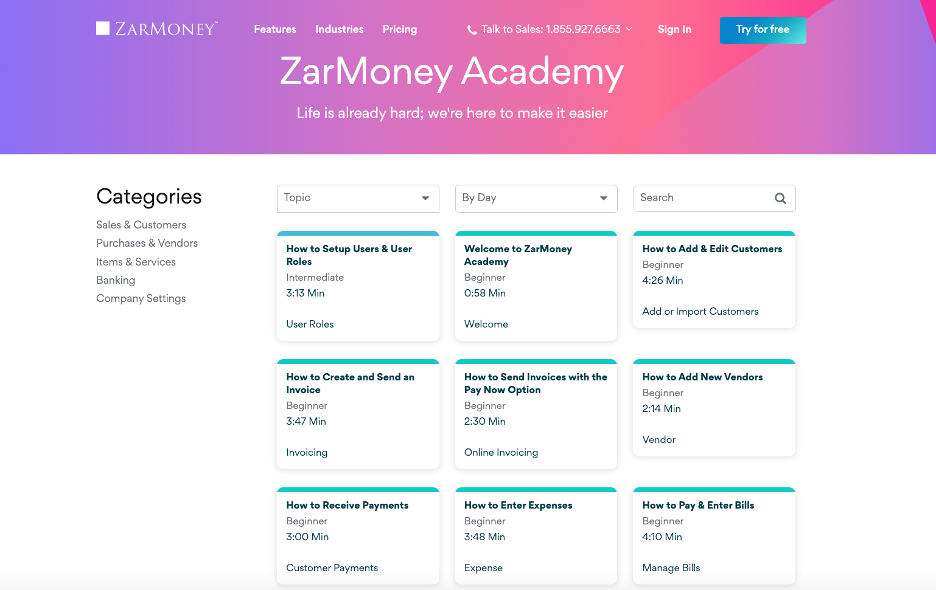 ZarMoney Academy video tutorials