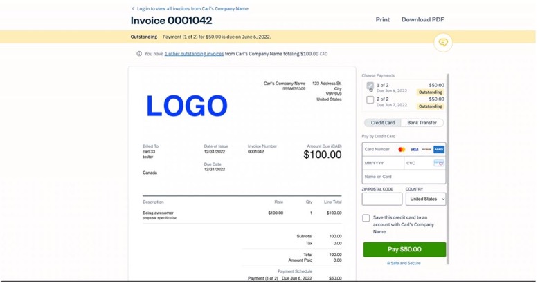 Freshbooks custom invoices