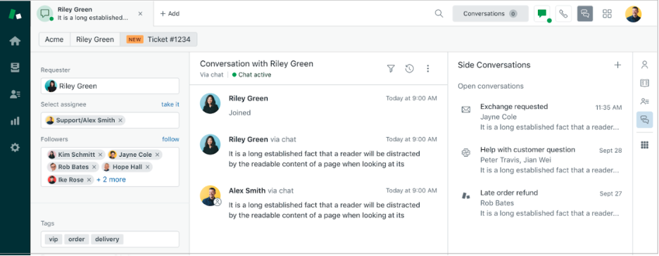 Zendesk side conversations